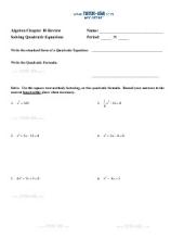 PDF: Algebra - factoring, factor, quadratic equations, quadratic formula