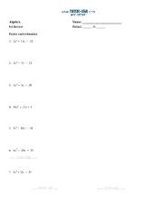 PDF: Algebra - factor, factoring, trinomials