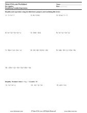 PDF: Pre-Algebra - distributive property, variable expressions