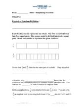 PDF: Pre-Algebra - fractions, equivalent fractions, simplest form