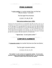 PDF: Pre-Algebra - prime numbers, composite numbers