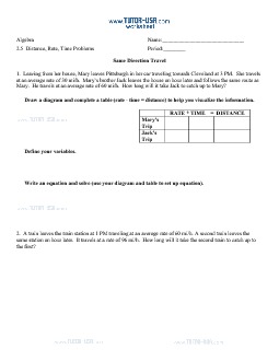 PDF: Algebra - word problems