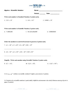 PDF: Algebra, Pre-Algebra - scientific notation
