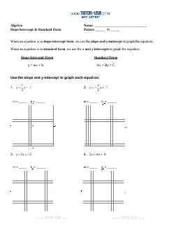 PDF: Algebra - slope, standard form