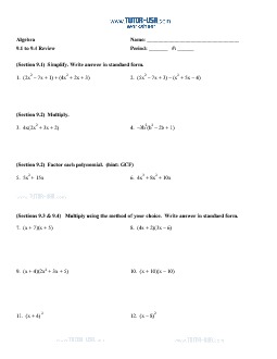 PDF: Algebra - factoring, FOIL