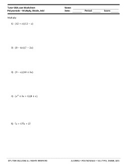 PDF: Algebra - polynomials, distributive property, synthetic division, factoring