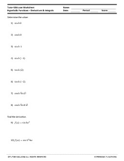 PDF: Calculus - derivative, integrals, hyperbolic functions