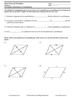 PDF: Geometry - geometry proofs, quadrilaterals, parallograms