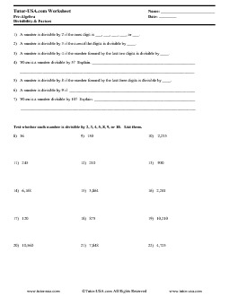 PDF: Pre-Algebra - factors, multiples, divisibility rules