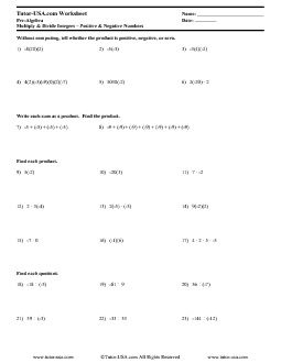 PDF: Pre-Algebra - integers