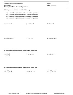 PDF: Pre-Algebra - variable expressions